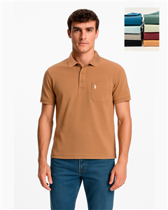 7517 - Chomba Neon Polo Lisa Con Bolsillo Y Logo Bordado